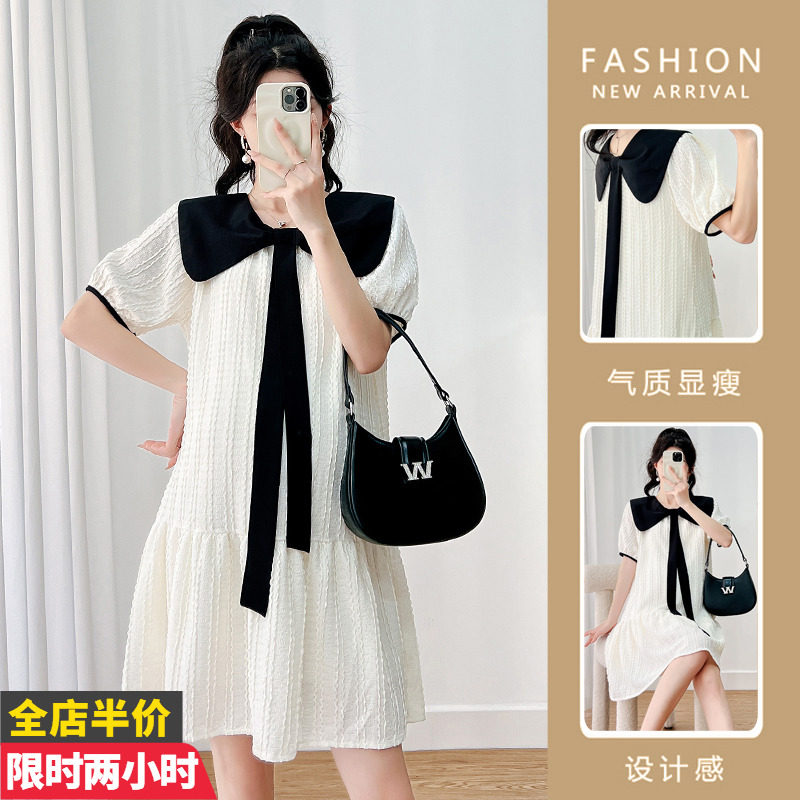 小个子孕妇装夏装新款甜美两穿短袖孕期春夏季中长款仙女连衣裙子