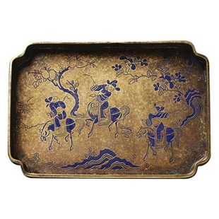 仿古做o旧漆绘壶承纯手工黄铜壶垫家用小干泡台茶盘 4X6A宋式