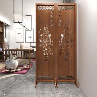 cs新中式 折叠移动屏风办公室玄关简约木质隔断客厅家用遮挡折屏儿