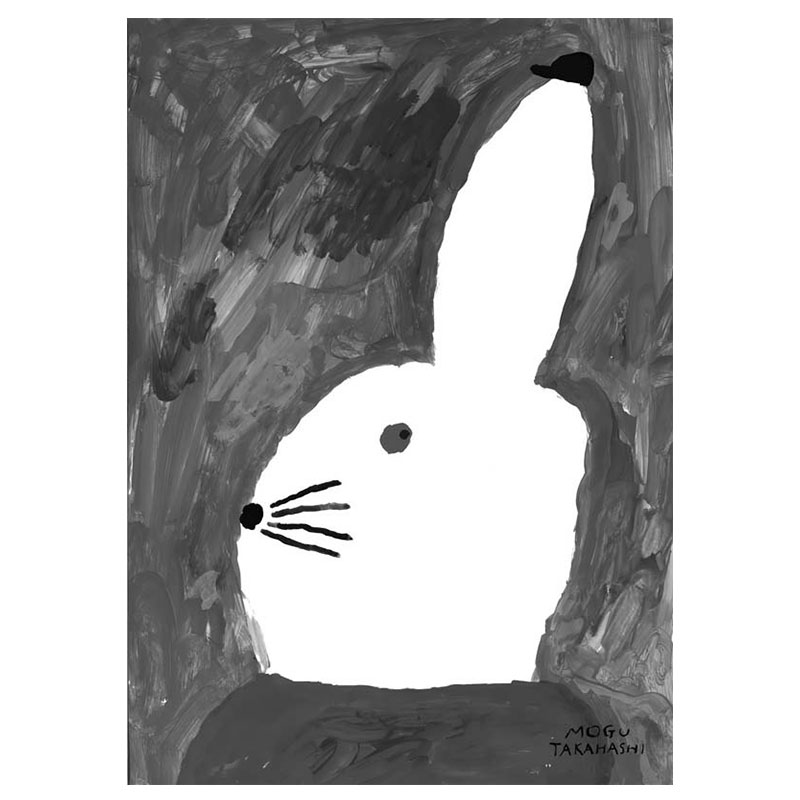 现货abbit with haut小草帽黑白兔子小众装饰画海报自黏贴画打印