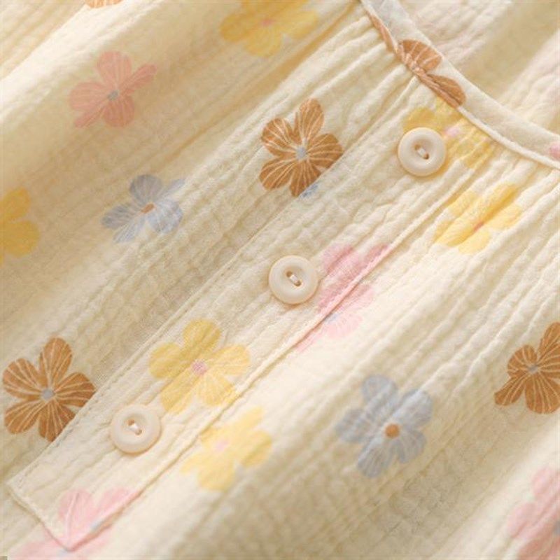 印花中袖睡裙女学生水洗纱夏季套头圆领绉布家居空调睡眠裙薄,女士内衣/男士内衣/家居服,睡裙,淘宝优惠券,粉丝福利购,淘宝优惠卷