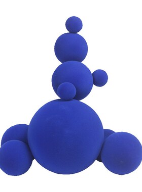 北欧现代创意几何植绒金属圆球叠加摆件雕塑客厅玄关样板房装饰品