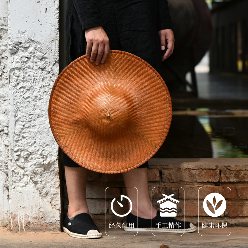速发手工挂墙面手工斗笠帽子竹编遮阳帽防雨草帽装饰男女舞蹈演出