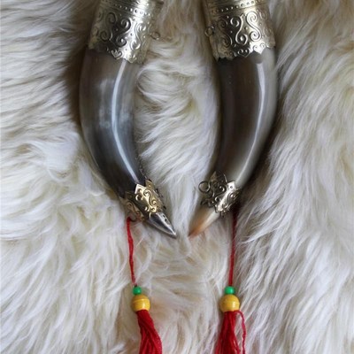 蒙古族酒杯牛角杯黄牛角结盟杯舞台道具蒙古餐具内蒙古工艺品