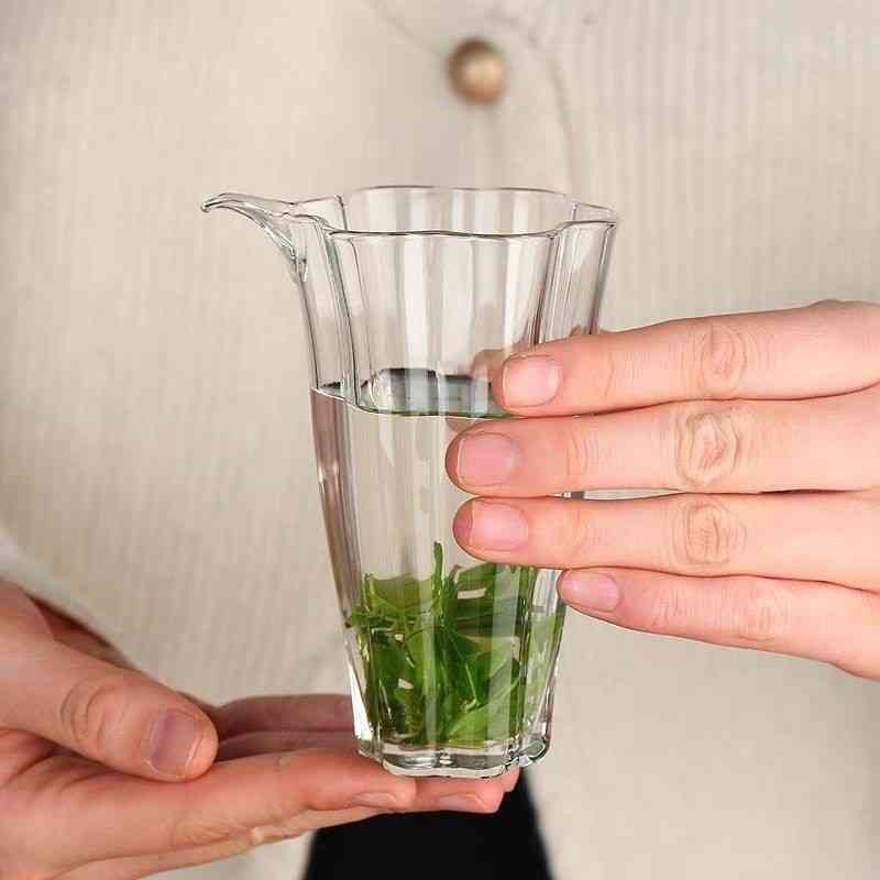 公道杯茶漏耐热玻璃透明泡茶杯分茶器创意花瓣型长嘴公杯茶海茶具