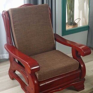 老式实木沙发垫带靠背一体纯色套子木质春秋椅单人加厚海绵垫坐垫