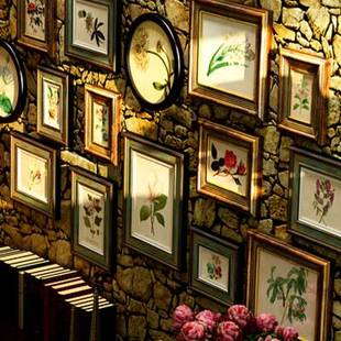 极速实木照片墙相框墙奢华客厅餐厅酒店挂墙装 饰画美式 复古画框相