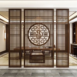 简约背景格栅入户玄关不锈钢装 铁艺屏风隔断客厅餐厅卧室新中式 饰