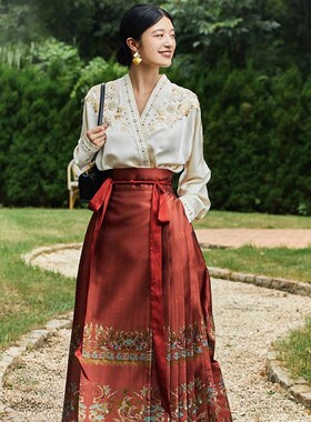 新中式女装汉服2023新t款敬酒服明制红色马面裙婚服半身裙套装秋