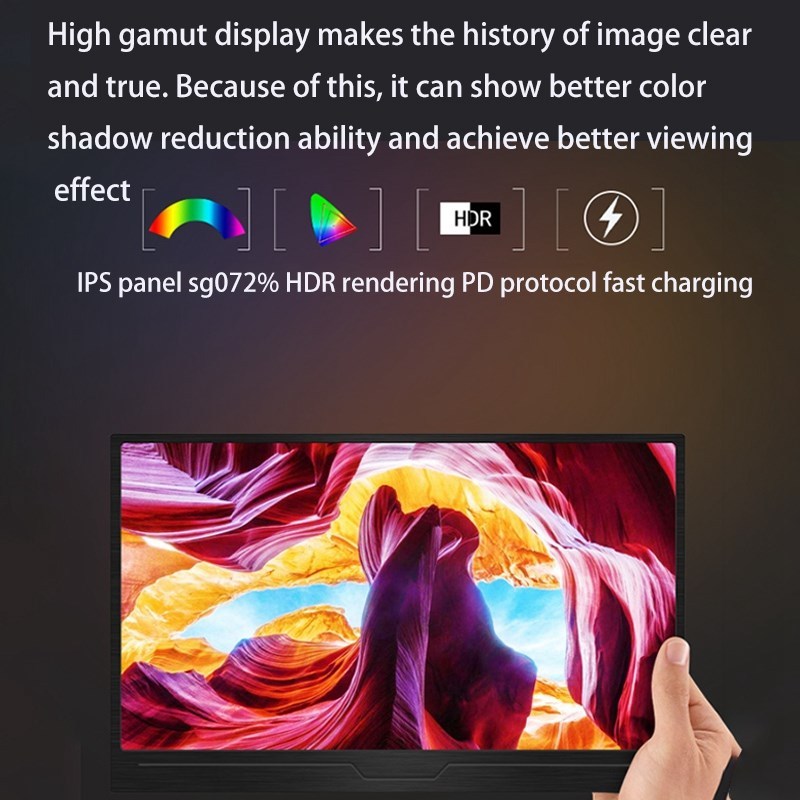 极速Portable Monitor Display 1080P 72%SRGB 15.6 in Super Thi