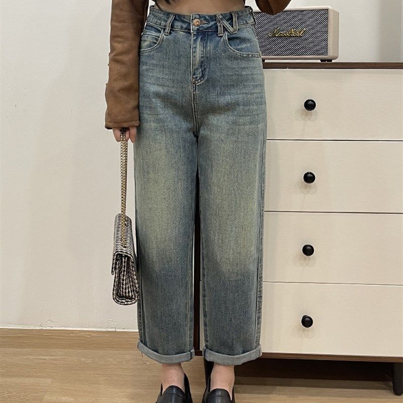 哈伦牛仔裤女卷边阔腿胖MM大码梨型身材遮胯宽松显瘦百搭老爹裤,女装/女士精品,大码裤装,淘宝优惠券,粉丝福利购,淘宝优惠卷