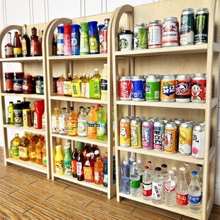 货架 层架超市场景迷你模型摆件微缩场景拍摄道具 木制多层置物架