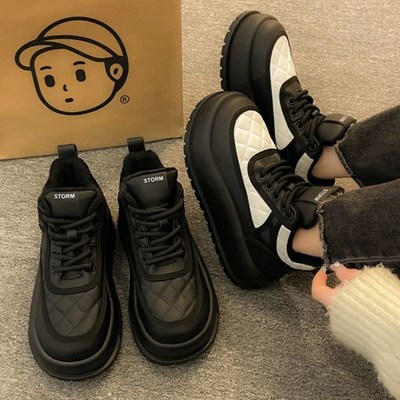 防滑女鞋工作鞋厨房防水软底上班黑色运动久站不累脚秋冬季棉鞋女