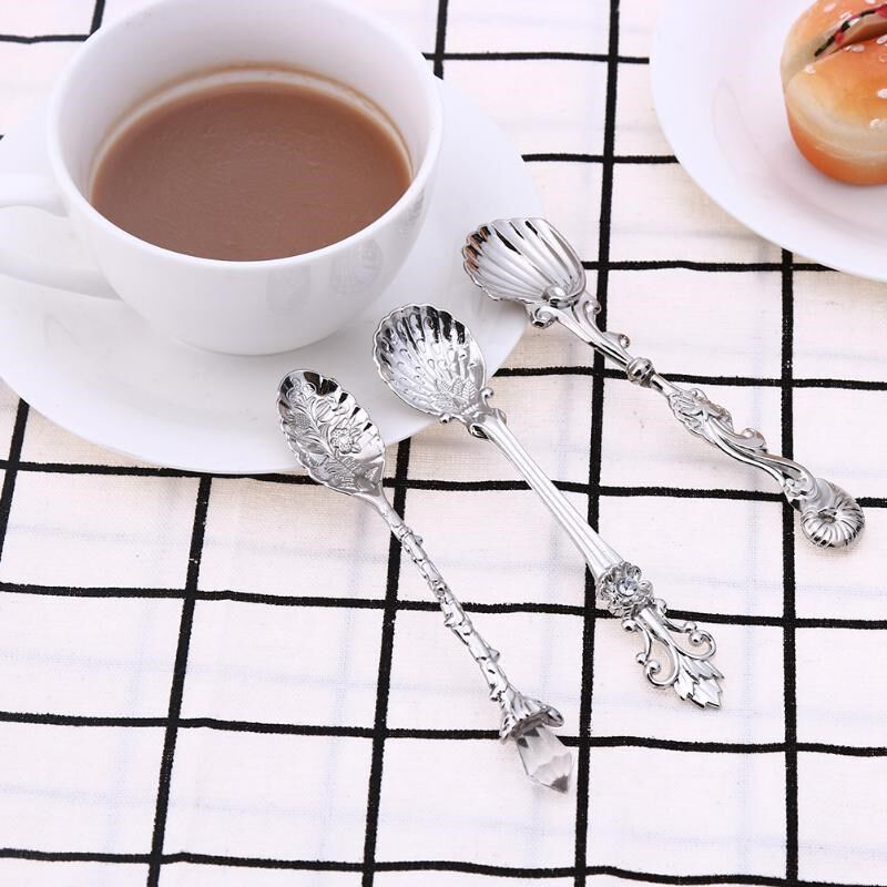 3pcs Mini Coffee Spoon Kitchen Dining Bar Vintage Royal Styl
