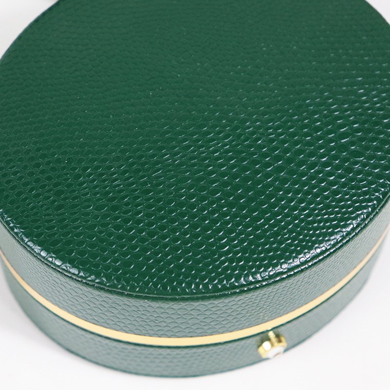 时尚pu皮首饰包装m盒椭圆形戒指项链盒金边手镯盒便携式耳钉饰品