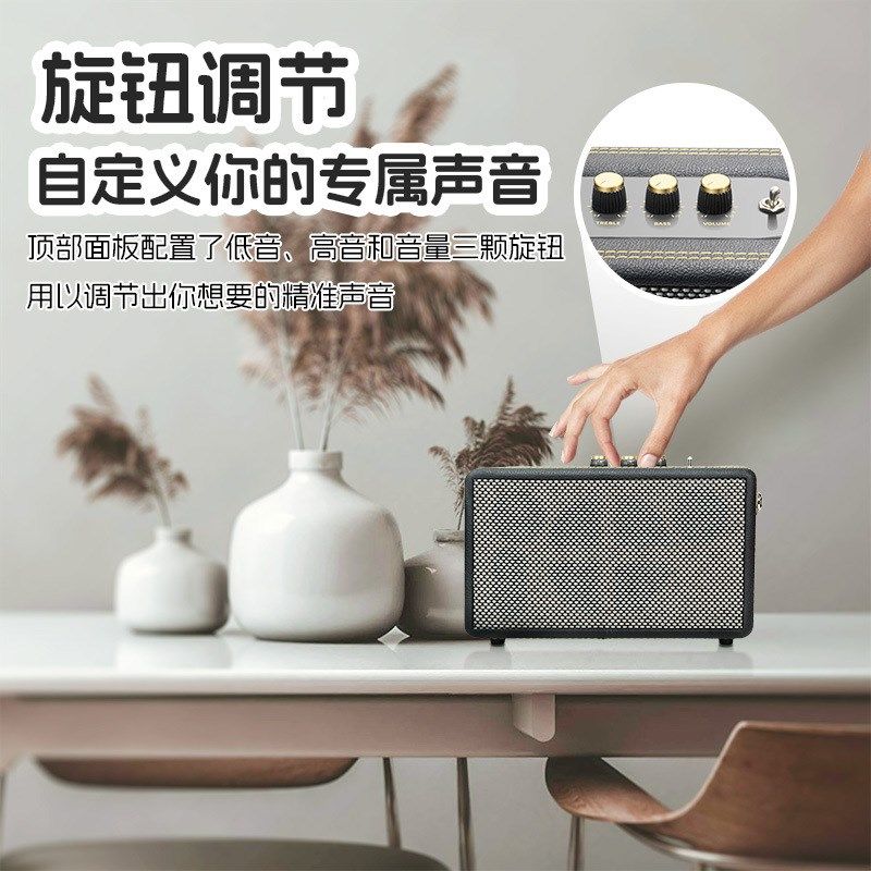 木质篮牙音响无线音箱话筒听歌唱无线/蓝牙音箱
