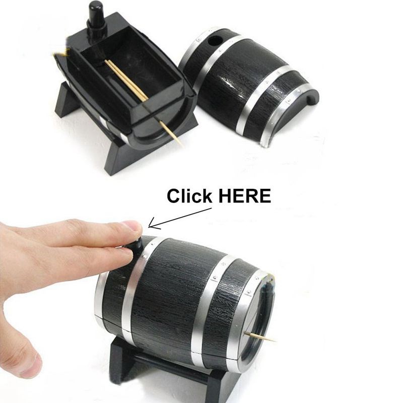 Toothpick Holders Wine Barrel  Automatic Toothpick Case Pres