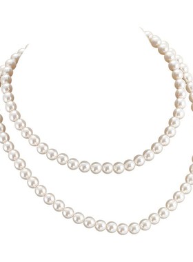 120cm珍珠h项链多戴法正圆仿施家項链叠戴高级感女百搭长款毛衣链