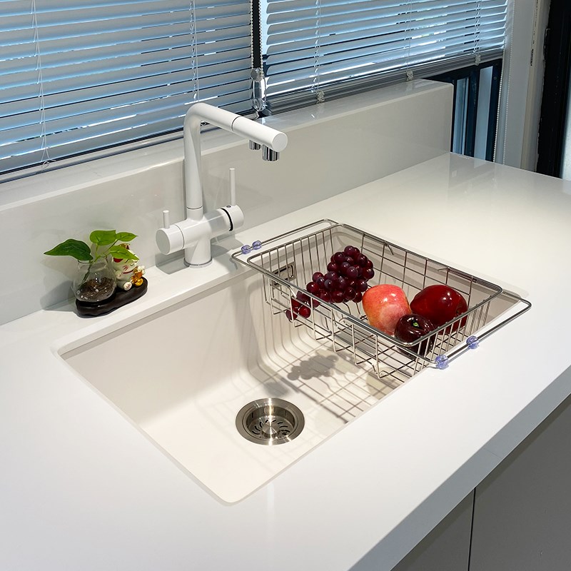 希安希白色黑色石英石花岗岩水槽厨房洗菜盆大单槽珍珠灰色台下盆