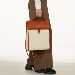 设计感小众女士上班通勤电脑双肩揹包2023新款高级皮质旅行女书包