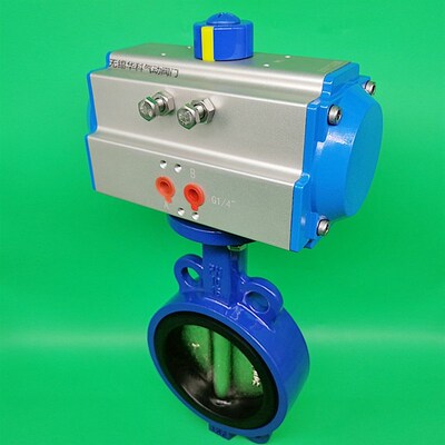 气动蝶阀气动对夹式蝶阀D671X气动衬胶蝶阀DN50 65 80 100 125