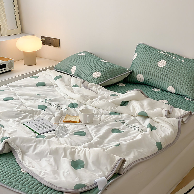 乳胶凉席夏被四件套夏季冰丝席三件套可水洗机洗夏被单双人空调u.