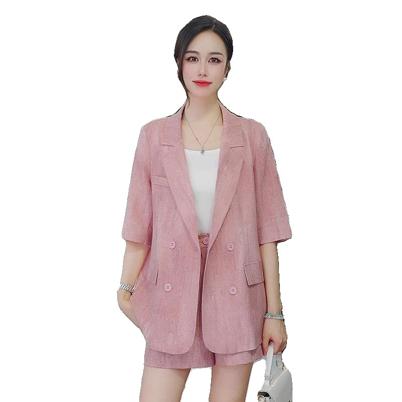 夏季薄款短袖短裤西装套装女小个子2025今年流行新款高级感两件套