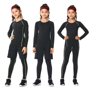 女童篮球紧身衣儿童训练服小学生运动服套装速干衣秋冬季打底内搭