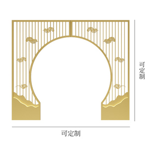 铁艺屏风隔断月亮门洞火锅店餐厅卡座茶楼包间拱门格栅定制 新中式