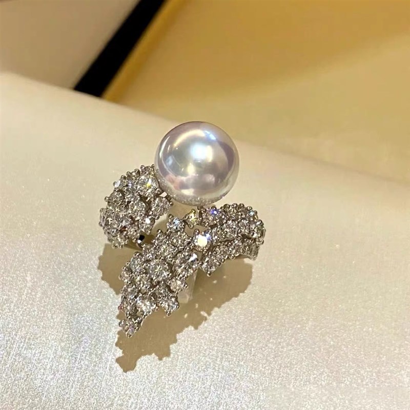 工厂销DIY珍珠配件 S925纯银手镯空托戒指半成品戒托金Y色银色配1