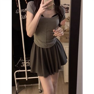 无托腹孕妇芭蕾风短裙百褶包臀半身裙夏季 裙蓬蓬裙子 a字小个子裤