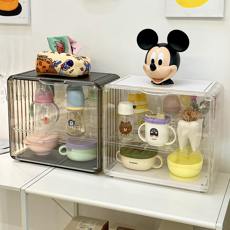 工厂销奶瓶收纳置物架宝宝米粉用品收纳盒沥干器儿童W餐具碗柜收