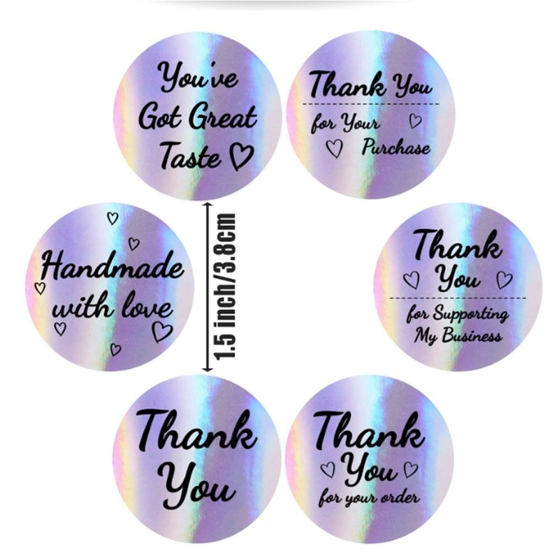 极速Multi design Laser Thank You Stickers Round Holographic