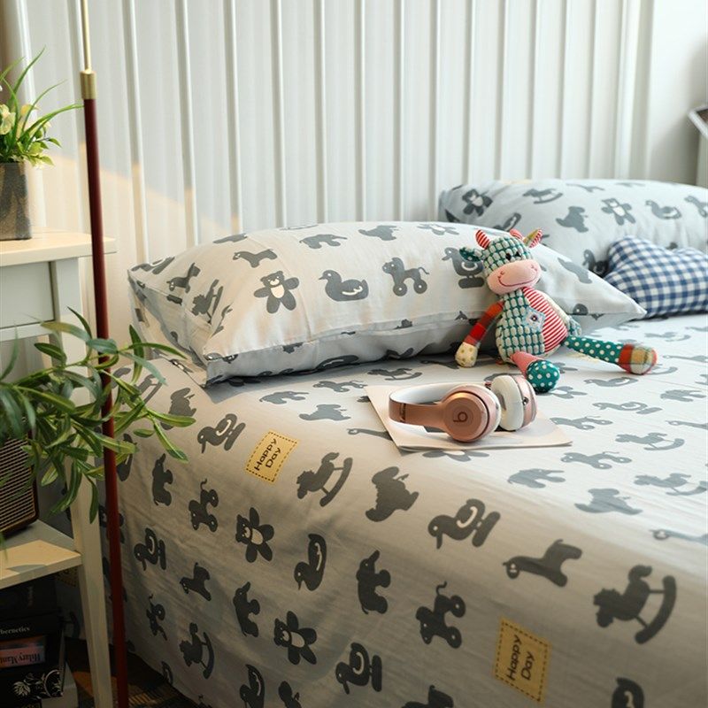 A类双层纱卡通可爱儿童卧室1.5米牀1.8牀单单件2023年新款潮,床上用品,床单,淘宝优惠券,粉丝福利购,淘宝优惠卷