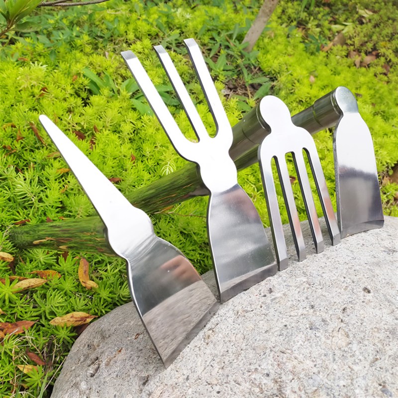 不锈钢锄头种花种菜家用车载小锹加厚结实锋利松土刨土园林工具