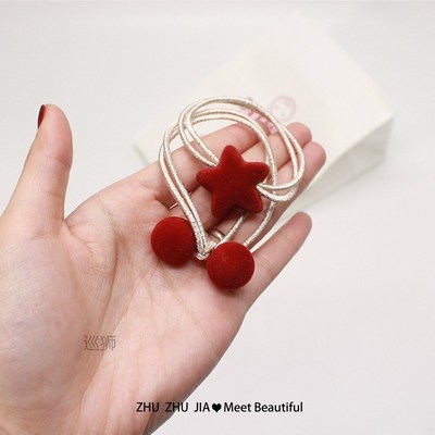 Plush love hair circle headband Korean net red ins girl red