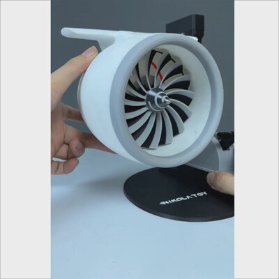 飞机引擎飞行翼风扇涡扇发动机造型创意风扇搭载加湿喷雾红光尾焰