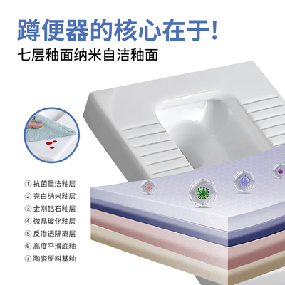 蹲便器超薄型前后墙排侧排横排水左排右排蹲厕带存水弯蹲坑式便盆