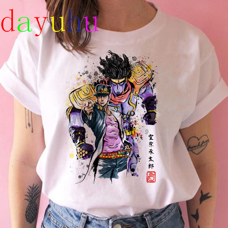 推荐Jojo Bizarre Adventure T Shirt Women Japan Anime Summer