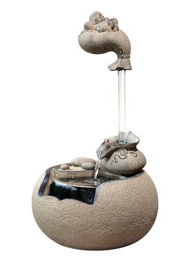 新中式悬壶流水摆件家居禅意空间茶室书房办公室桌面创意循环水景