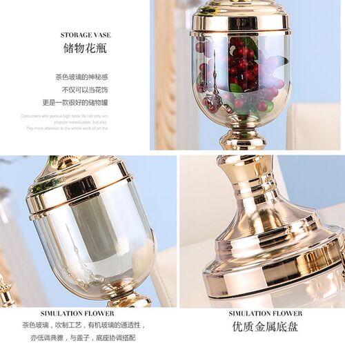 欧式现代简约装饰品玻璃花瓶摆件透明客厅家用干花插花餐桌摆设