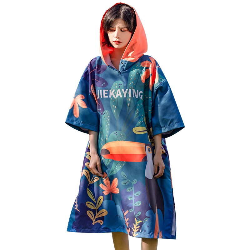 速干游泳浴巾衣斗篷浴袍连帽可穿男女温泉毛巾运动快干吸水沙滩巾