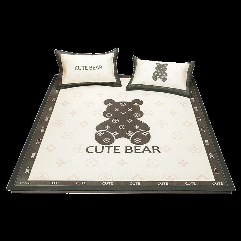 卡通大版冰丝凉席三件套夏季可水洗婴儿可用席子冬夏两用夏天草席