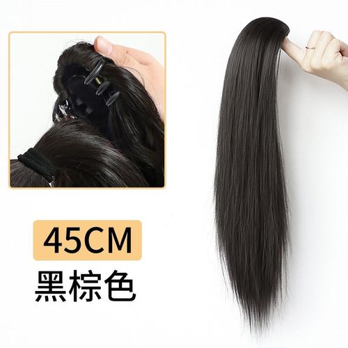 假发直马尾女网红时尚抓夹长直发蓬松增发量易佩戴仿全真人发辫子