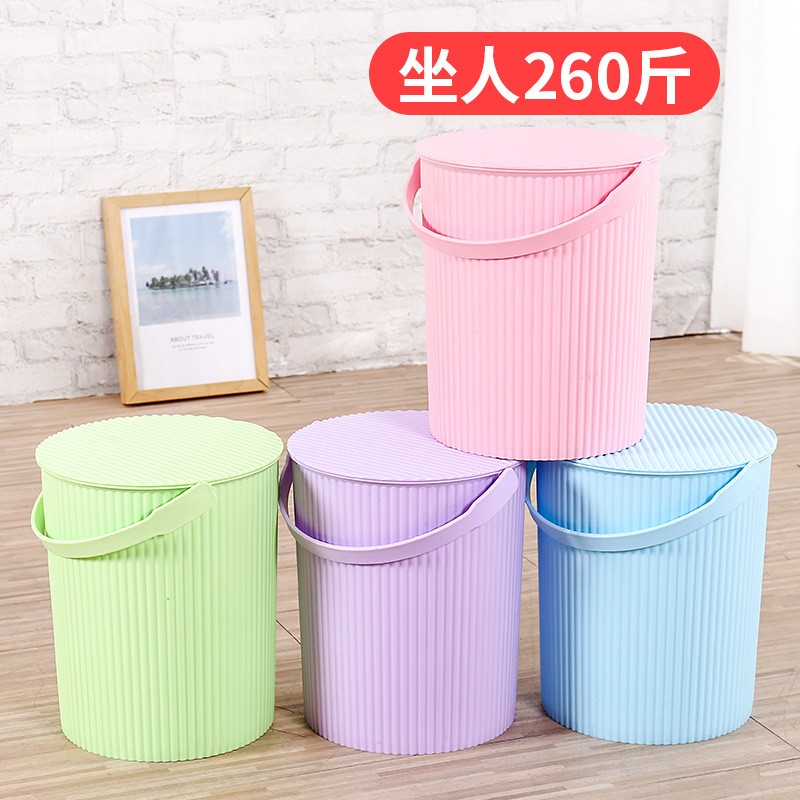 水桶大号加厚塑料手提洗澡桶可坐钓鱼多用收纳储物洗车带盖水桶凳