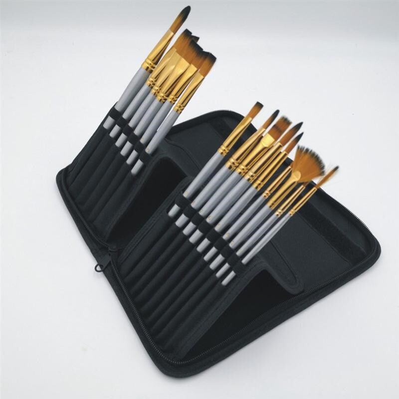 *1Pc Roll-up Pencil Bag 15 Slots Paint Brush Holder Durable