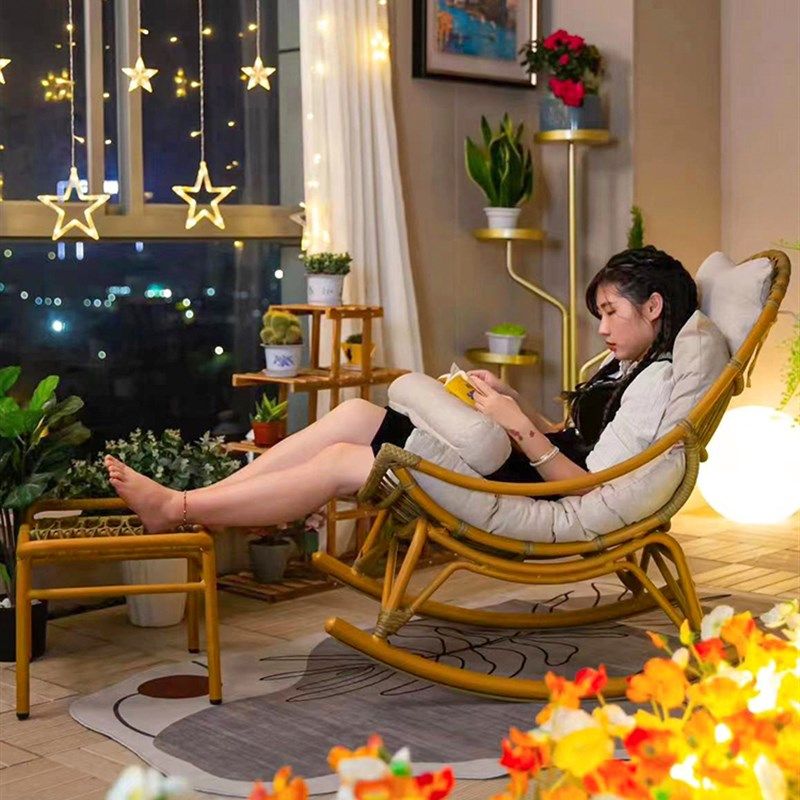 藤椅摇摇椅阳台家用休闲椅藤编摇椅大人躺椅靠背椅午休懒人沙发椅,住宅家具,阳台椅,淘宝优惠券,粉丝福利购,淘宝优惠卷