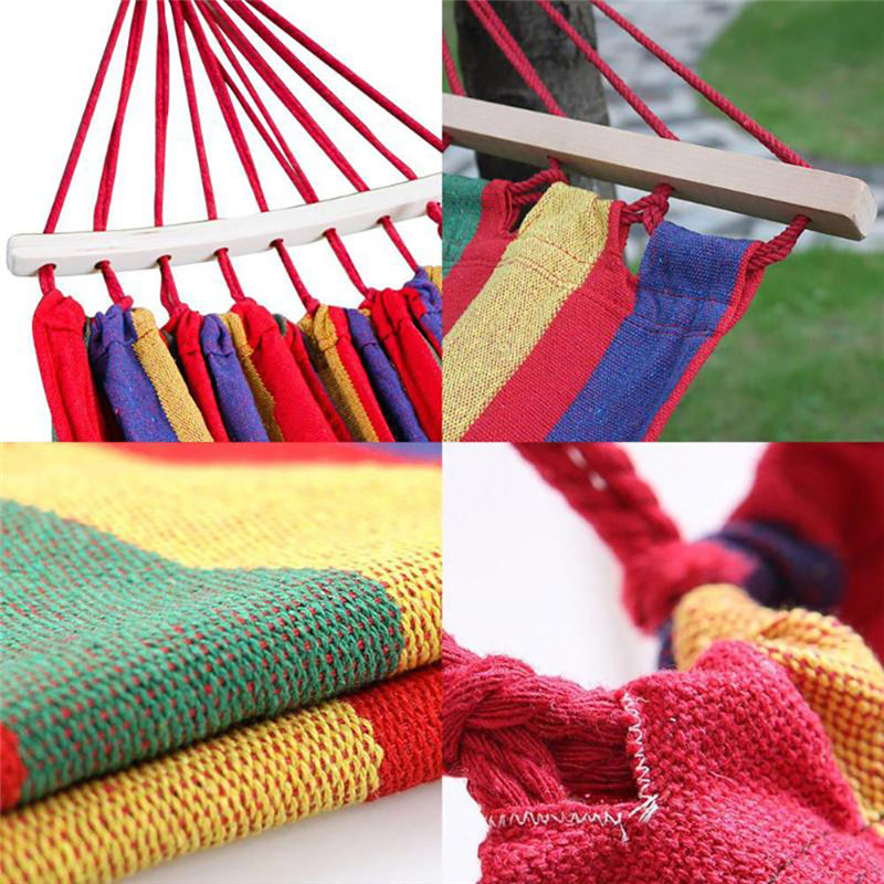 速发1pc rainbow Outdoor Leisure Portable Hammock canvas Hamm