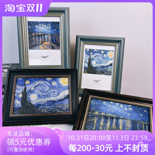 饰画油画客厅家居饰品挂画 梵高星月夜星空艺术桌面摆件美式 复古装