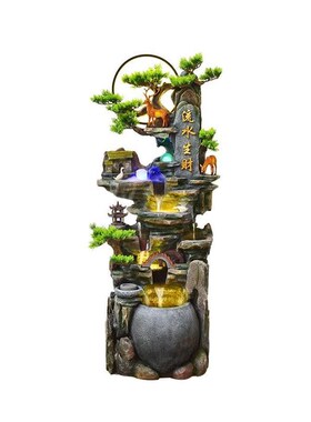 大型落地假山流水喷泉风水轮客厅水景乔迁装饰循环加湿器开业摆件